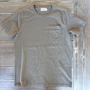 Taylor Stitch Heavy Bag Tee Shirt Mens Size 40 Medium Brown Pocket Crewneck